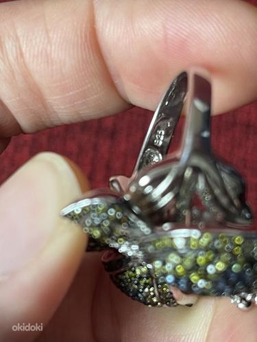 Массивное кольцо бабочка с множеством фианитов серебро 925 (фото #9)