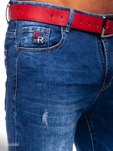 !СКИДКА! Синие джинсы Slim Fit с красным поясом, 35XL (фото #6)