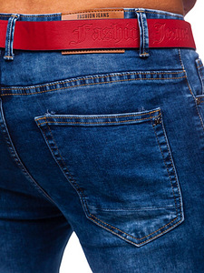 !SOODUS! Sinised Slim Fit teksapüksid punase vööga, 35XL (7 foto / 8)