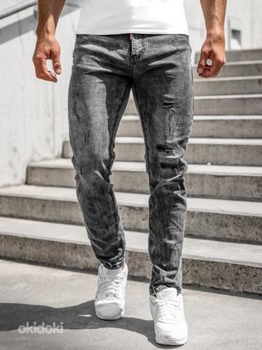 Черные джинсы с эффектом потертости 33L (фото #3)