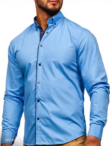 !СКИДКА! Синяя элегантная рубашка с длинными рукавами (фото #2)