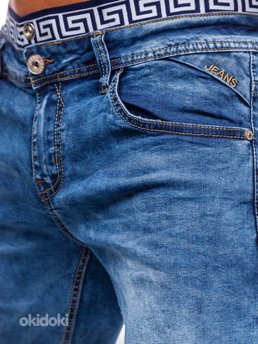 Мужские синие джинсовые шорты (фото #3)