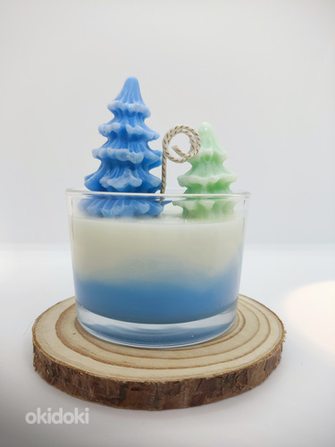 Свеча из натурального воска в стакане, с рождественским аром (фото #1)