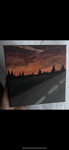 Painting "Road at sunset" on canvas with acrylic paints (3 foto / 3)