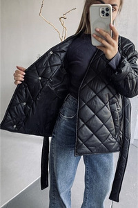Padded quilted belted warm coat jacket kimono (2 foto / 9)
