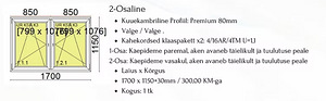 Kaheosaline aken 1700x1150mm UUS | Kahepoolne aken UUS (3 foto / 3)
