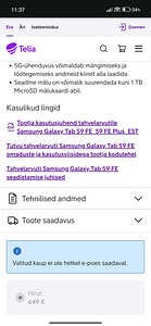 Samsung Tab S9 FE 8/128 nagu uus (7 foto / 7)