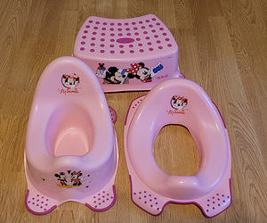 Детский туалетный набор Минни Микки горшок сиденье