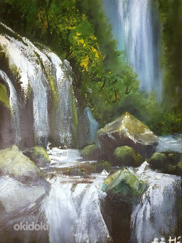 Õlivärvidega maalitud juga, 35 x 28 cm. Картина водопада (фото #1)