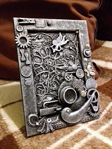 Kompositsioon steampunk stiilis. "Ingel". Mõõdud 18,5x13,5 (1 foto / 9)